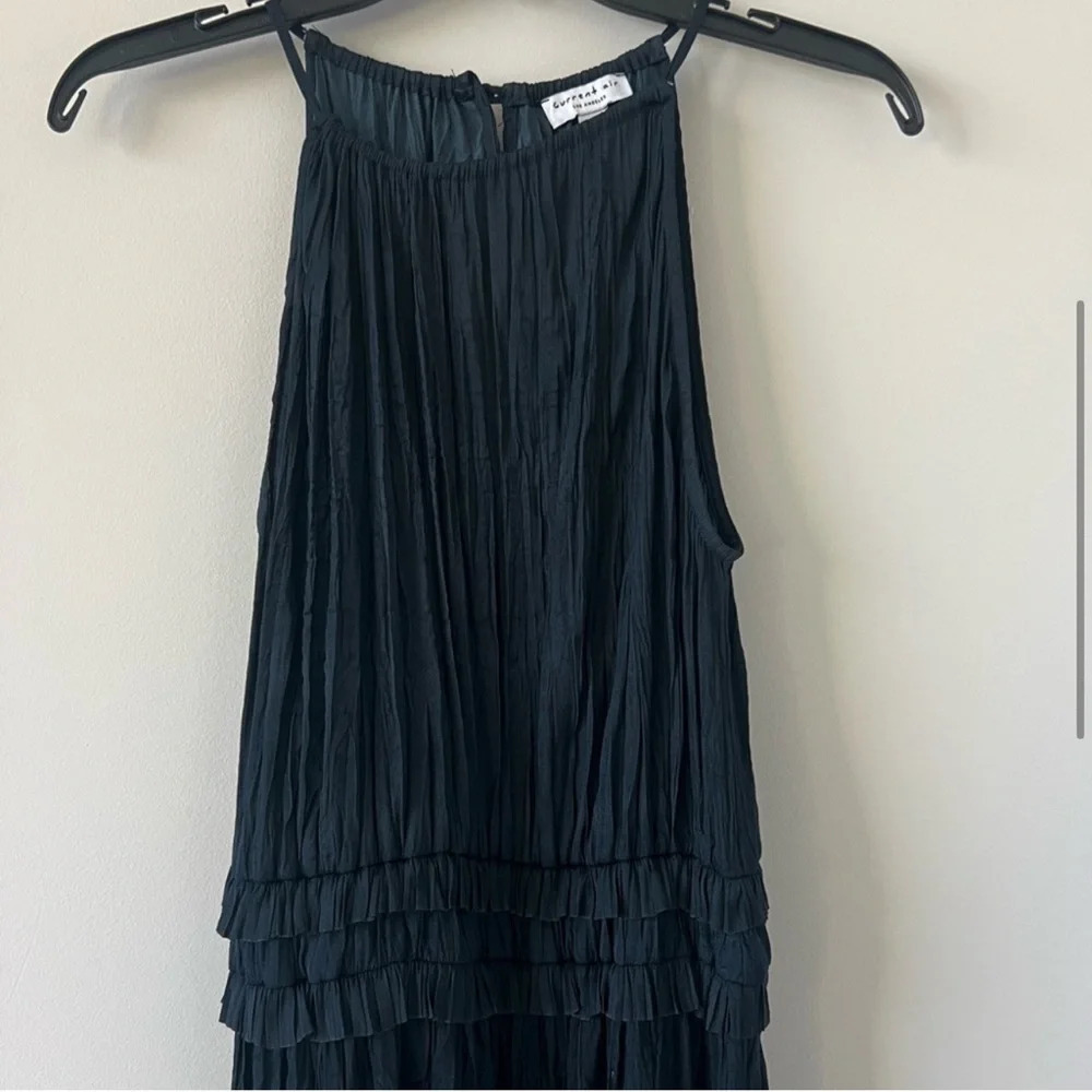 Current Air Midi Dress Halter Black Pleated Ruffle Anthropologie Wedding Guest - Picture 5 of 11